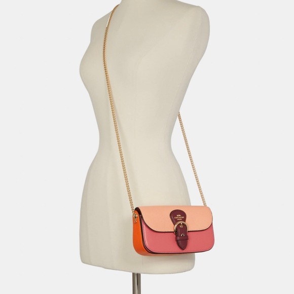 NWT Coach Kleo Crossbody In Colorblock MSRP $298 Gold/Faded Blush Multi - Picture 3 of 5